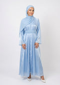 Abaya Yasmine - Pearl Blue Satin  reversible
