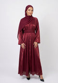 Abaya Yasmine - Deep Burgundy Satin  reversible