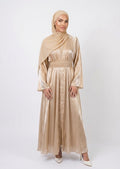 Abaya Yasmine - Champagne Satin reversible
