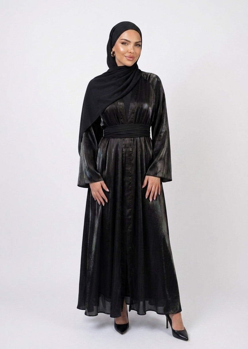Abaya Yasmine - Black Satin  reversible