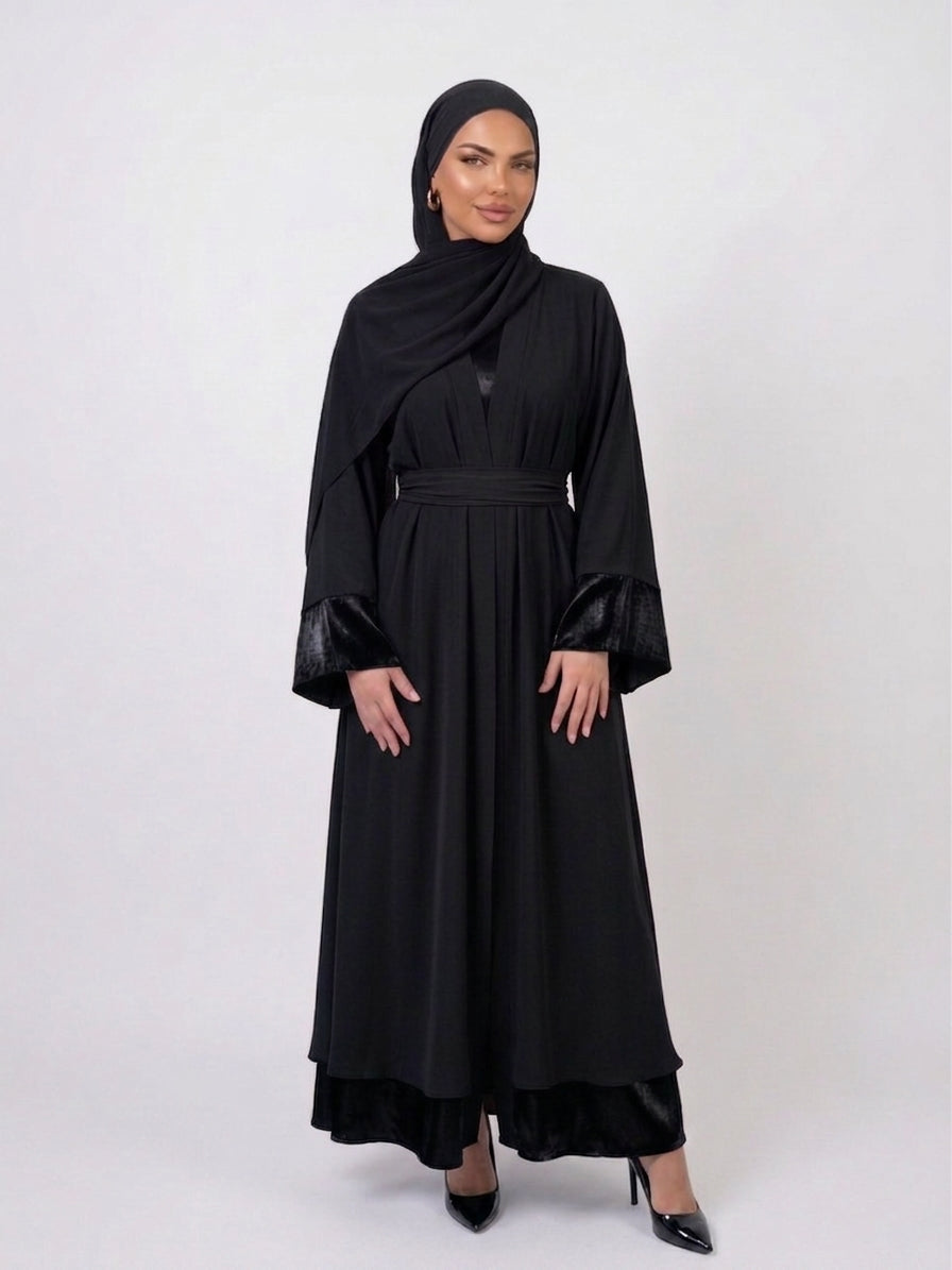 Abaya Yasmine - Black Satin  reversible
