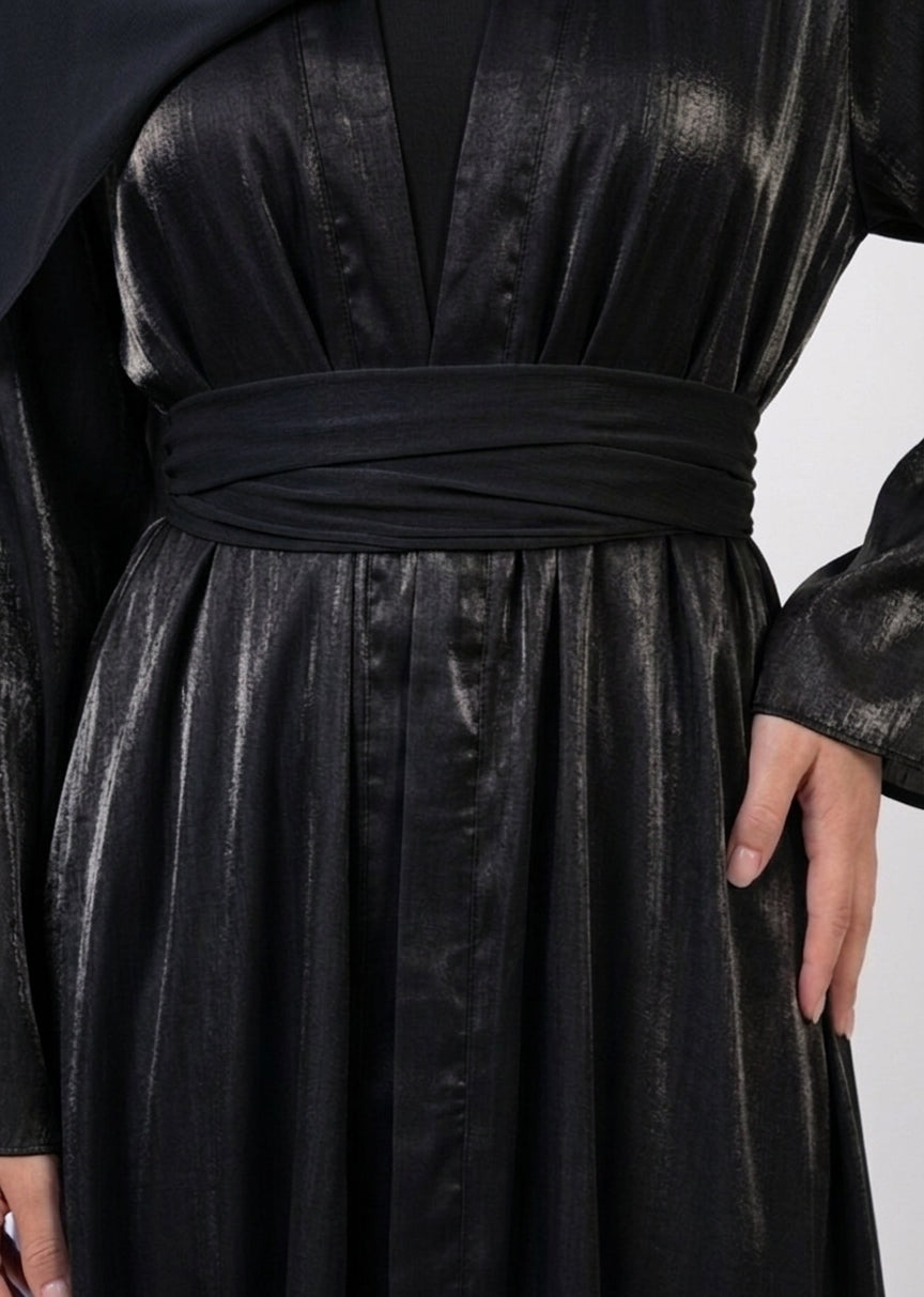 Abaya Yasmine - Black Satin  reversible