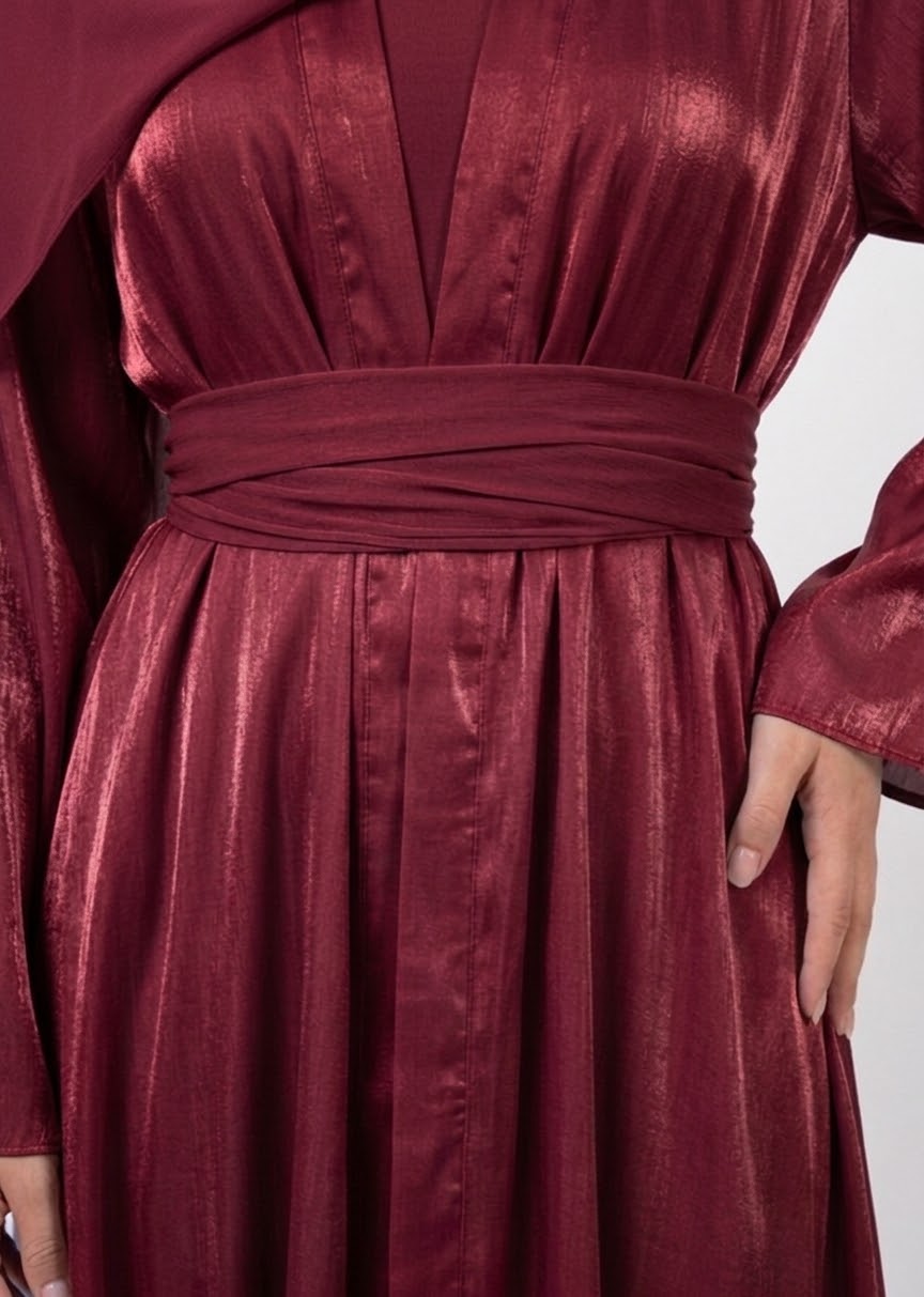 Abaya Yasmine - Deep Burgundy Satin  reversible