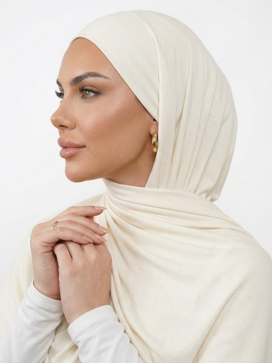 Hijab Jersey Premium - Creamy White