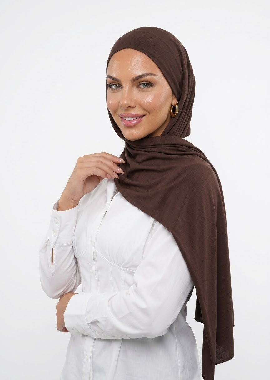 HIJAB LIQUID JERSEY  -MOKA