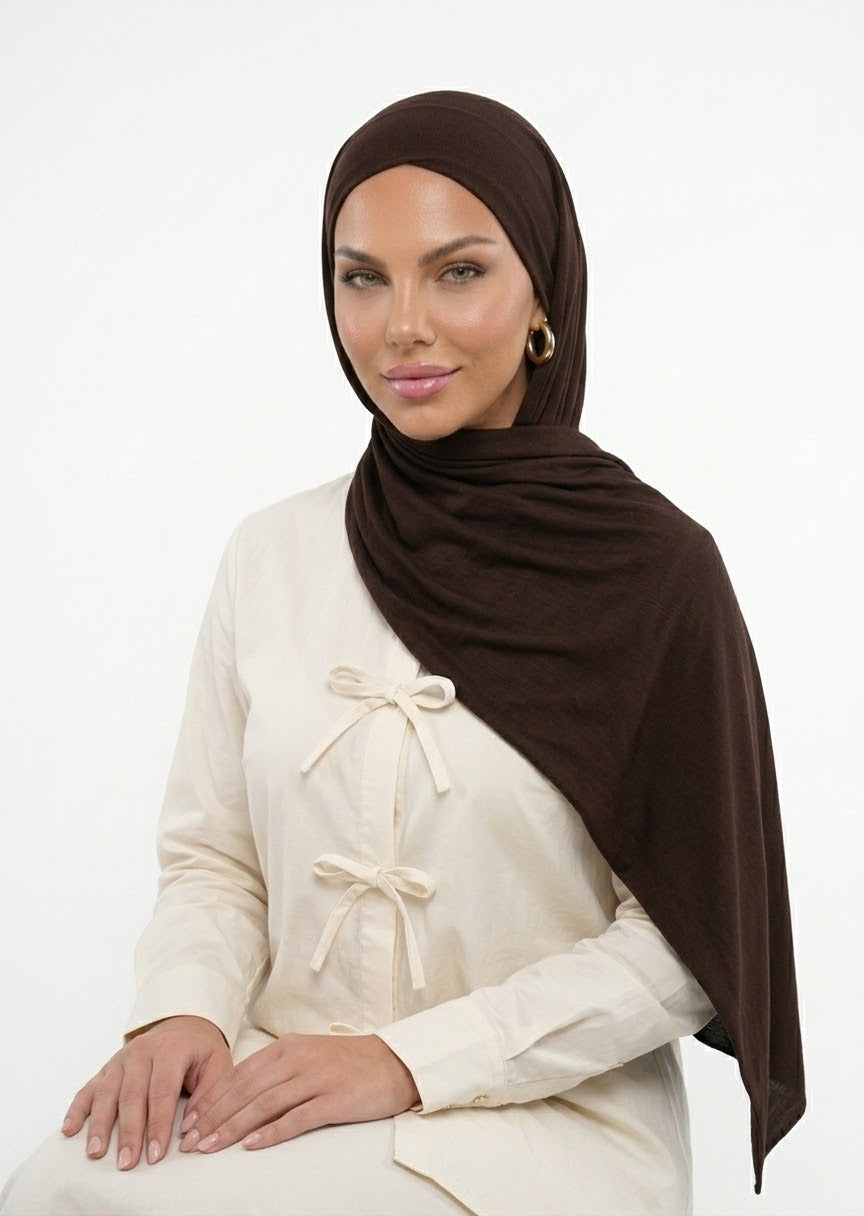 HIJAB JERSEY PREMIUM  - DARK CHOCOLATE
